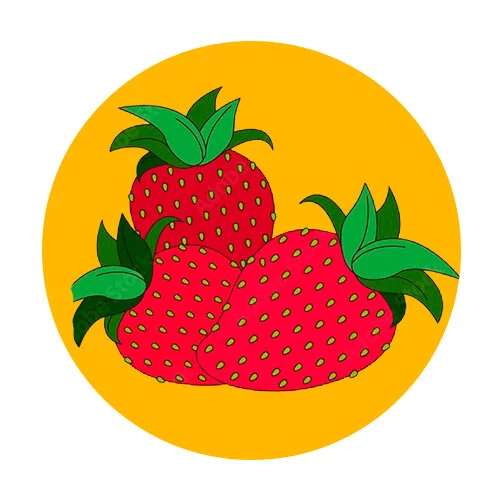 Цветной вариант раскраски клубника для срисовки