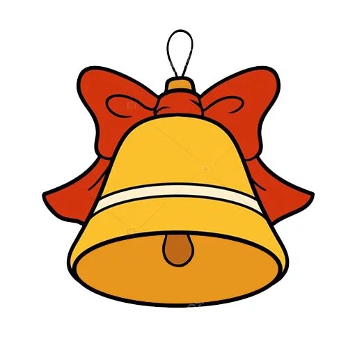 Цветной вариант раскраски колокольчик и бантик