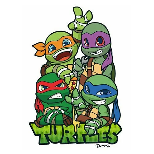 Цветной вариант раскраски компашка черепашки-ниндзя