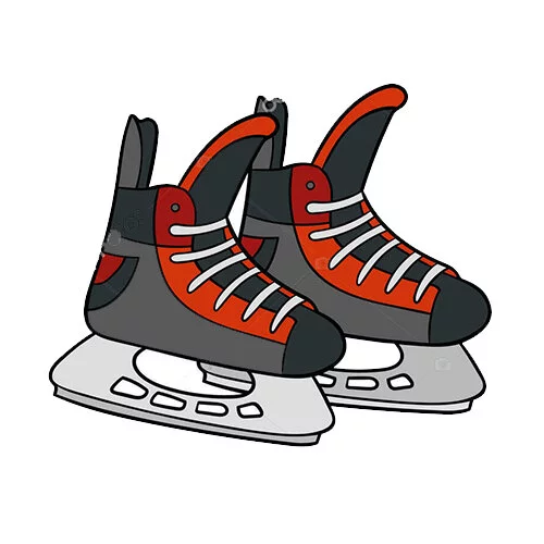 Цветной пример раскраски коньки хоккеиста