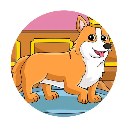 Цветной вариант раскраски королевский корги