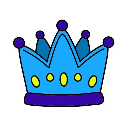 Цветной вариант раскраски корона для маленькой принцессы