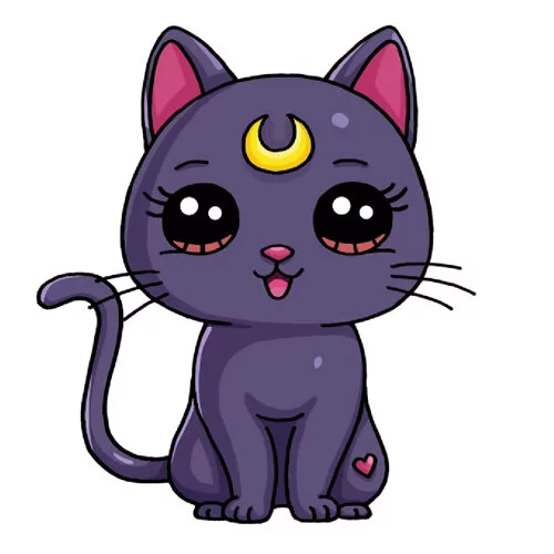 Цветной пример раскраски кошечка сейлор мун