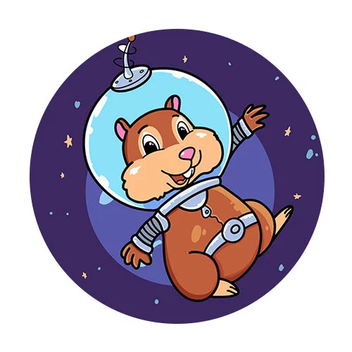 Цветной вариант раскраски космонавт хомяк