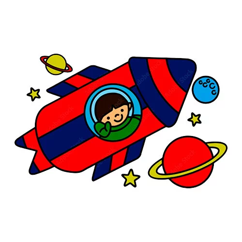 Цветной вариант раскраски космонавт вышел на орбину