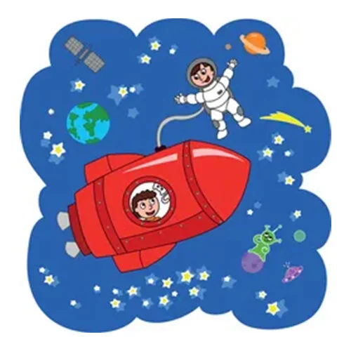 Цветной вариант раскраски космос ракета космонавт