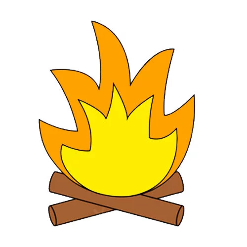 Цветной пример раскраски костер по точкам