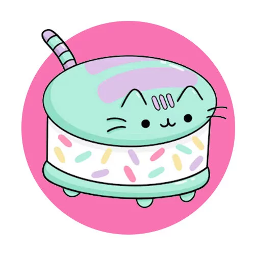 Цветной вариант раскраски кот пушин мороженое