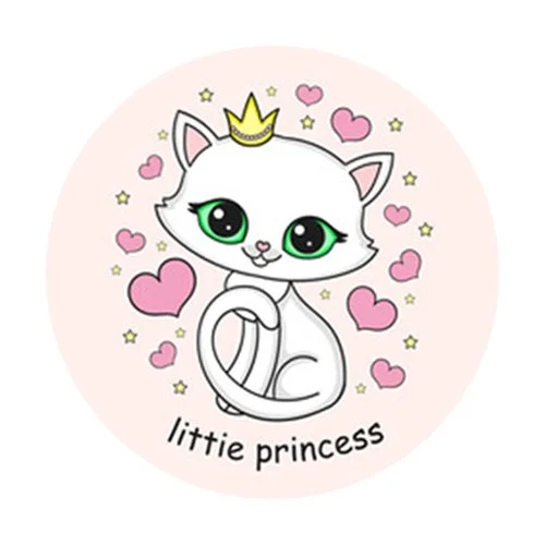 Цветной пример раскраски котик в короне