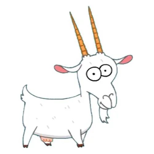 Цветной вариант раскраски коза из синего трактора