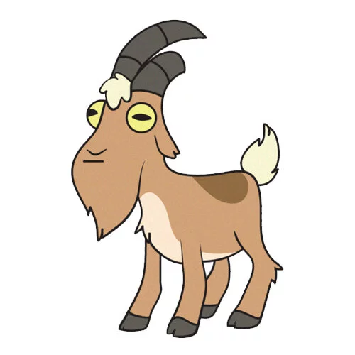 Цветной вариант раскраски козел гомперс