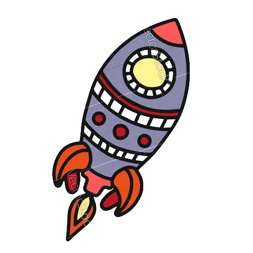 Цветной вариант раскраски красивая ракета