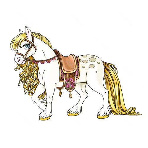 Цветной пример раскраски красивая статная лошадь
