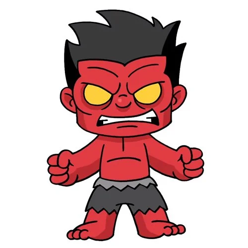 Цветной вариант раскраски красный халк