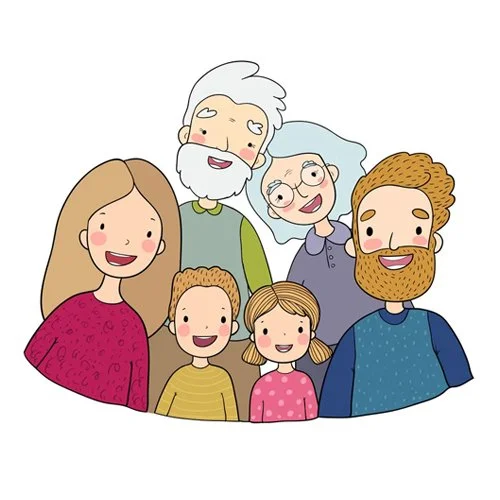 Цветной вариант раскраски крепкая семья