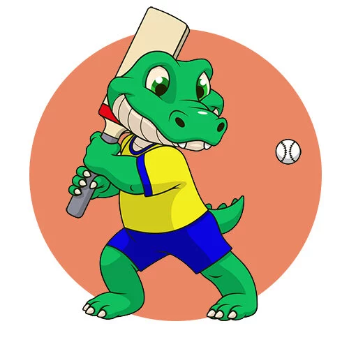 Цветной вариант раскраски крокодил спортсмен