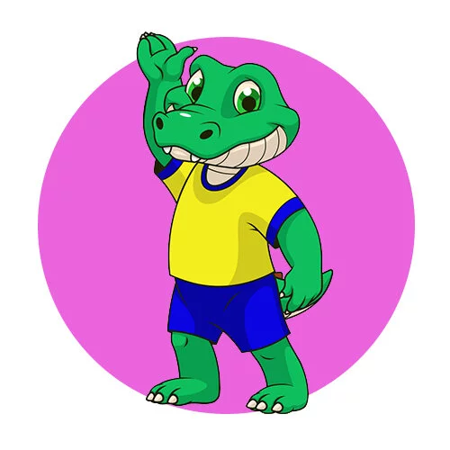 Цветной вариант раскраски крокодил зарядка