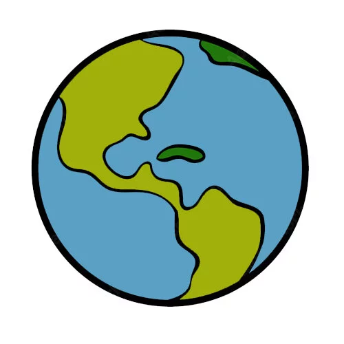 Цветной пример раскраски круглая планета земля