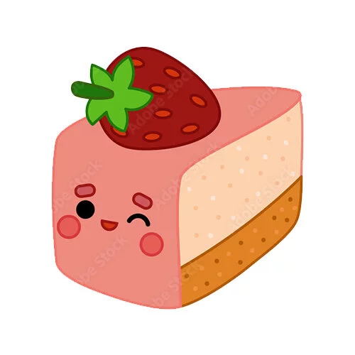 Цветной вариант раскраски кусочек торта каваи