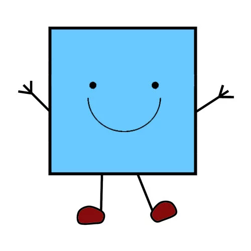 Цветной вариант раскраски квадрат с улыбкой