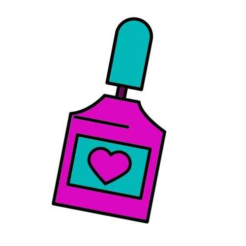 Цветной вариант раскраски лак для ногтей с сердечком