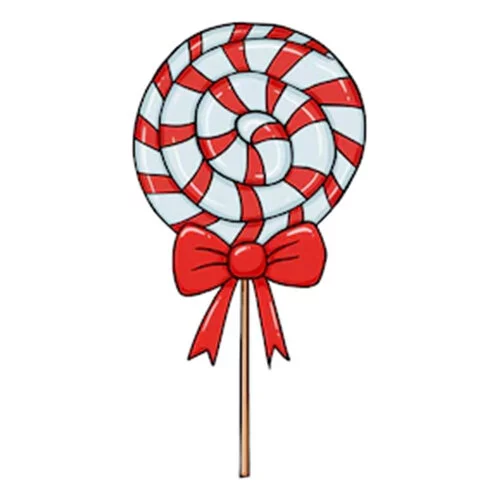 Цветной вариант раскраски леденец с бантом
