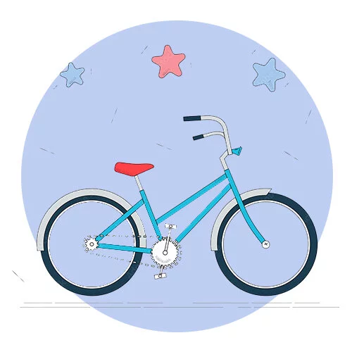 Цветной пример раскраски легкий велосипед