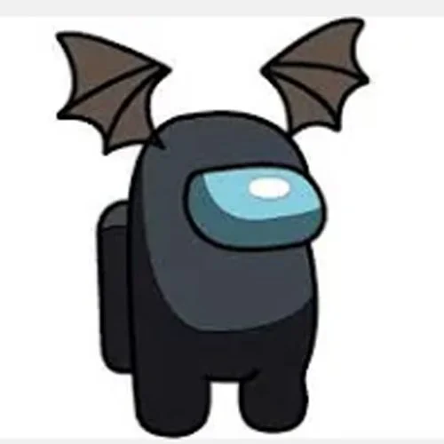 Цветной вариант раскраски летучая мышь. персонаж из игры амонг ас