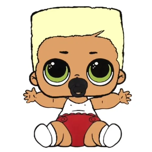 Цветной вариант раскраски лил мальчик с соской