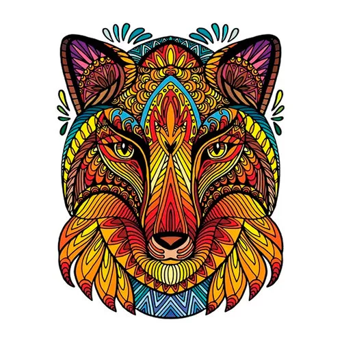 Цветной пример раскраски лиса голова антистресс