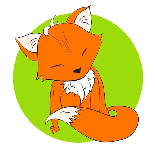 Цветной вариант раскраски лисенок задремал