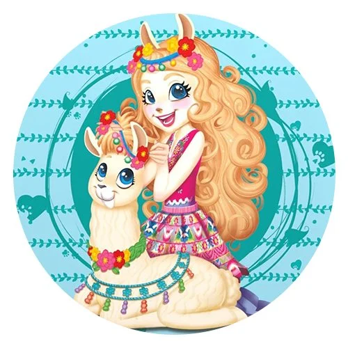 Цветной вариант раскраски ллуэлла лама и флиси энчантималс