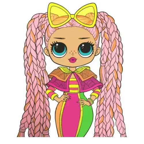 Цветной вариант раскраски лол omg гламур