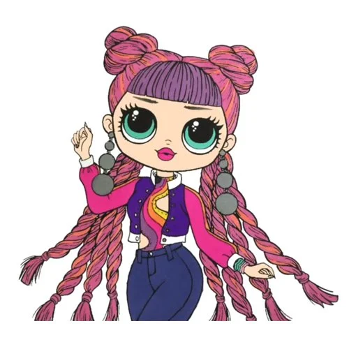 Цветной вариант раскраски лол omg рожки на голове