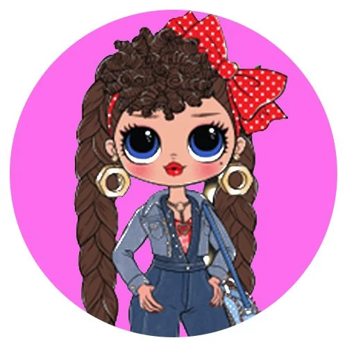 Цветной вариант раскраски лол omg с бантом