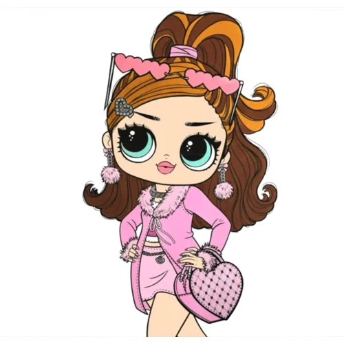 Цветной вариант раскраски lol omg с сумочкой