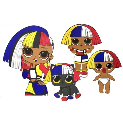 Цветной вариант раскраски лол omg сестрички, питомцы