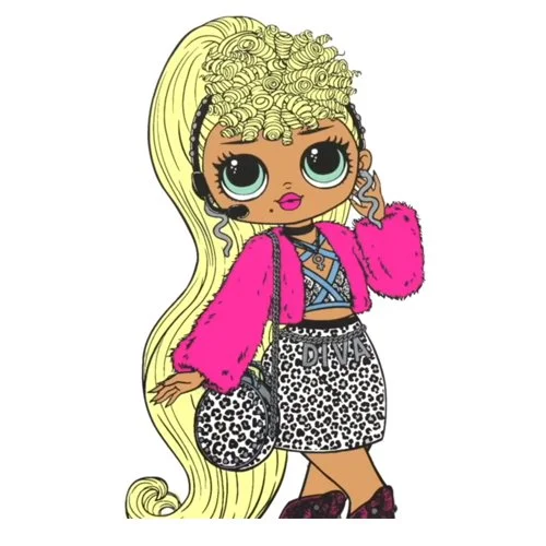 Цветной вариант раскраски лол omg супер-длинные волосы