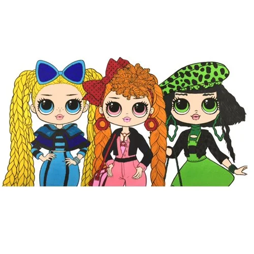 Цветной вариант раскраски лол omg три модницы