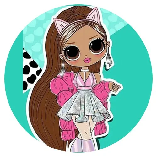 Цветной вариант раскраски лол omg в пышном платье