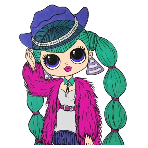 Цветной вариант раскраски лол omg в шляпе
