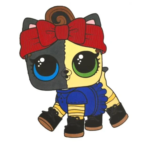 Цветной вариант раскраски лол питомцы котенок с бантом