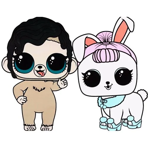 Цветной вариант раскраски лол питомцы обезьянка и зайка