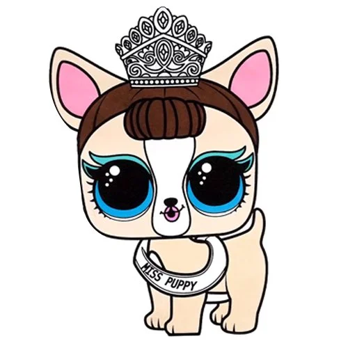 Цветной вариант раскраски лол питомцы принцесса щенок