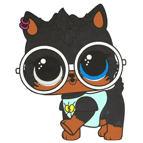 Цветной вариант раскраски лол питомцы щенок хаски