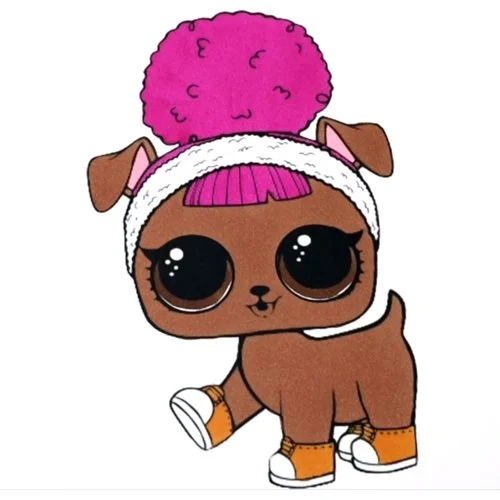 Цветной пример раскраски лол питомцы щенок спортсмен