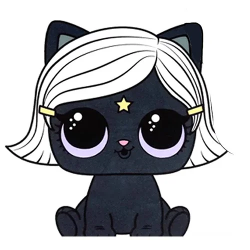 Цветной вариант раскраски лол питомец котенок ночь