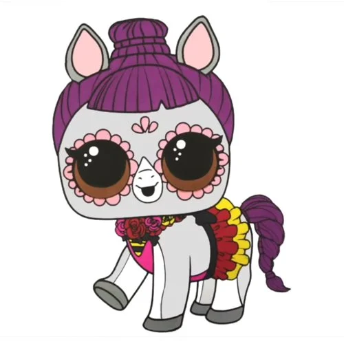 Цветной вариант раскраски лол питомец пони модник