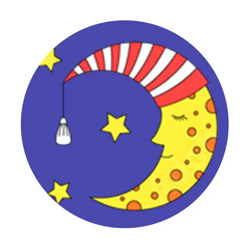 Цветной вариант раскраски луна месяц спит