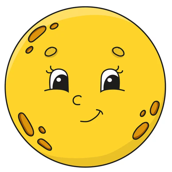 Цветной вариант раскраски луна обведи контур